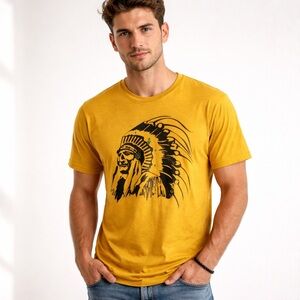 Native American yellow gold tee Tshirt Medium western country